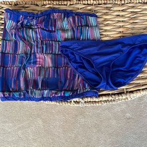 Strapless Marc by Marc Jacobs Blouson Two Piece Bathing Suit Blue Medium